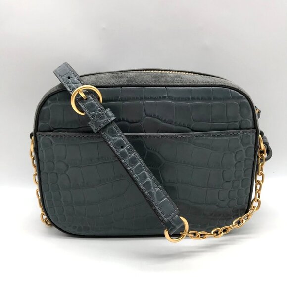 Tory Burch Bluestone Leather Mcgraw Embossed Camera Bag - Picture 2 of 11